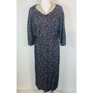 Vintage 80s 90s Mindy Malone Size 12 Shirt Dress Long Sleeve Button Down Floral